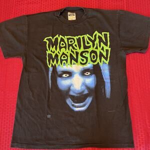 Marilyn Manson Band Concert Antichrist Blue Face modern vintage 90s style shirt